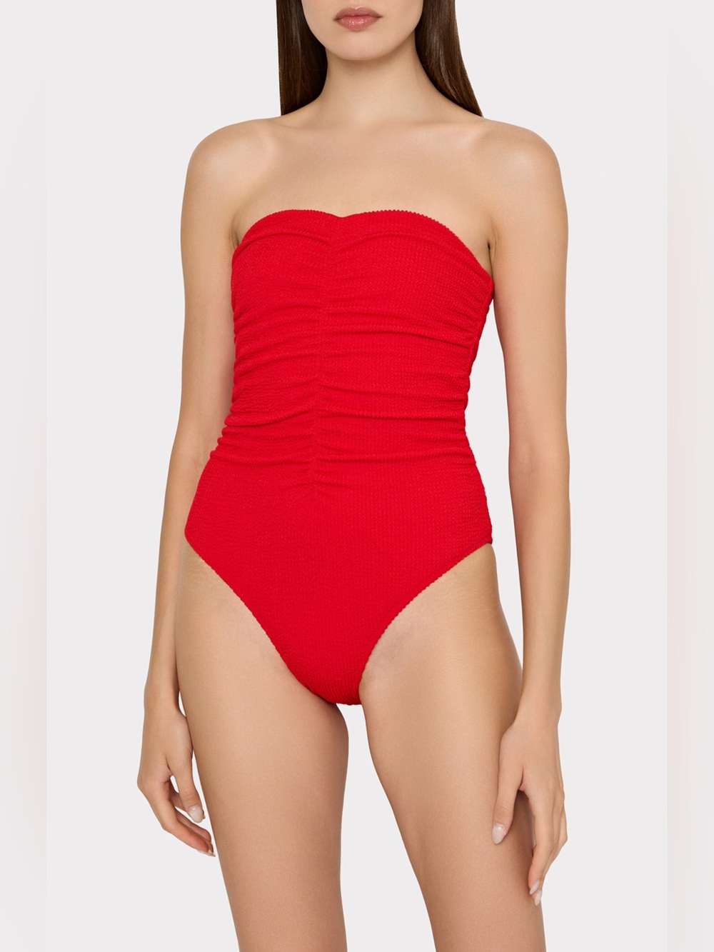 NWT Milly Textured Ruched One Piece Red Small $275 Retail